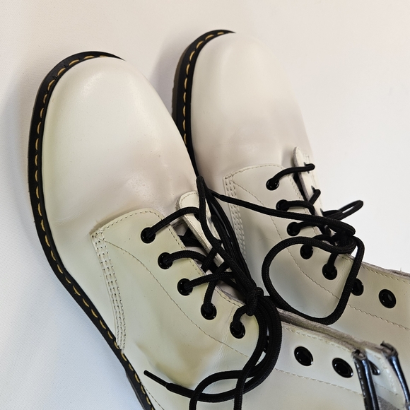 $170 Dr Martens 1460 Mens Size 13 Zavala Lace Up White Leather Combat Boots - Picture 6 of 11